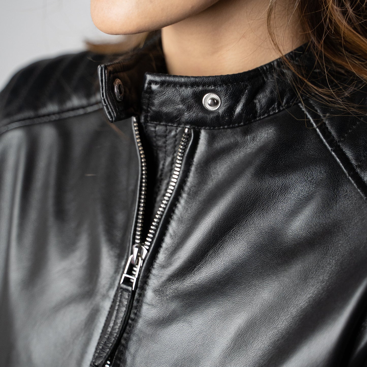 Anna black leather jacket