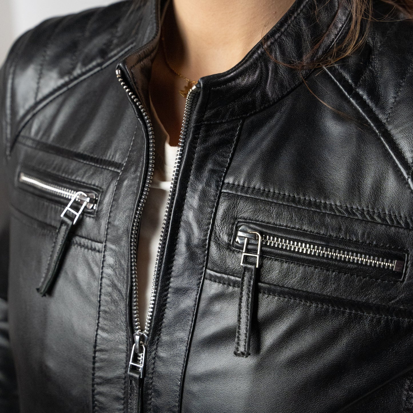 Caterina black leather jacket