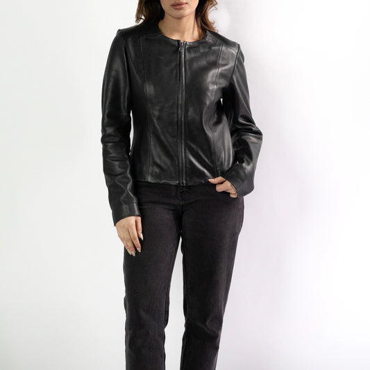 Emma black leather jacket