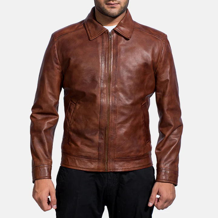 "Inferno Brown Leather Jacket by MordenJacket – a bold and stylish brown leather jacket with a rich, earthy tone, sharp tailoring, and modern detailing, designed to bring warmth and attitude to any look."