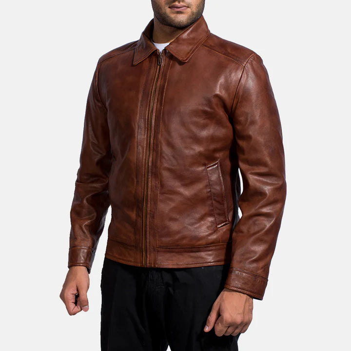 "Inferno Brown Leather Jacket by MordenJacket – a bold and stylish brown leather jacket with a rich, earthy tone, sharp tailoring, and modern detailing, designed to bring warmth and attitude to any look."