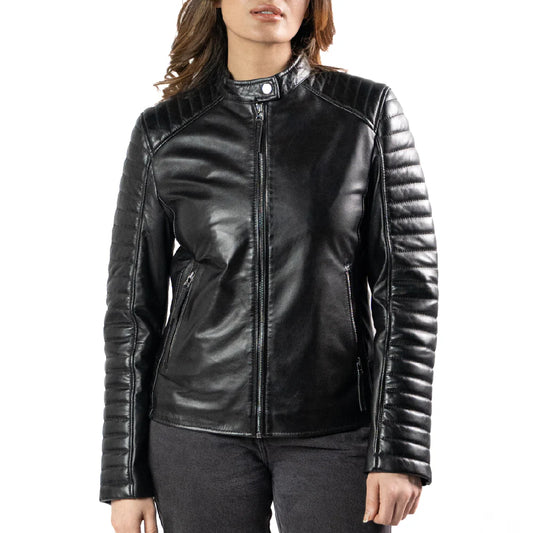 Anna black leather jacket