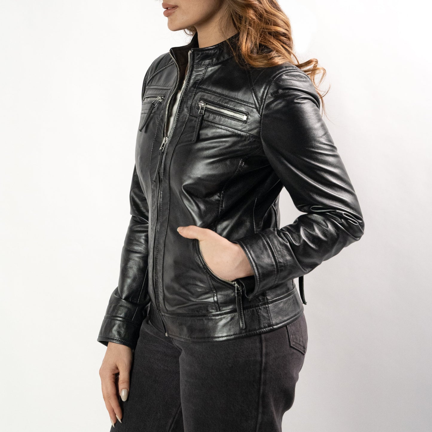 Caterina black leather jacket