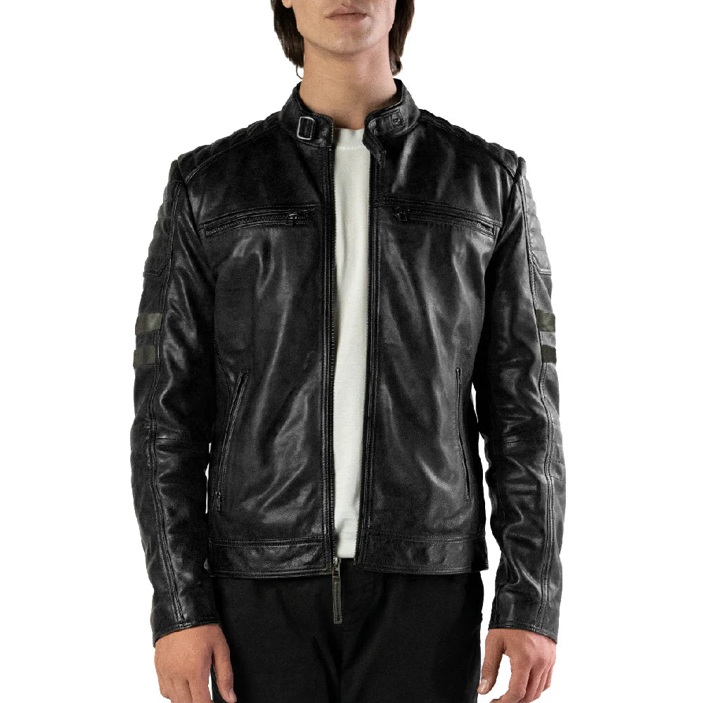 Geacă de piele neagră Dante