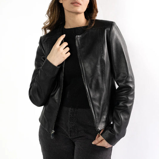 Emma black leather jacket
