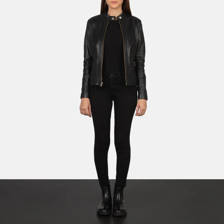 "Rave Black Leather Jacket by MordenJacket – a striking black leather jacket with a modern edge, featuring clean lines, a tailored fit, and subtle detailing that brings confident, contemporary style to any outfit."